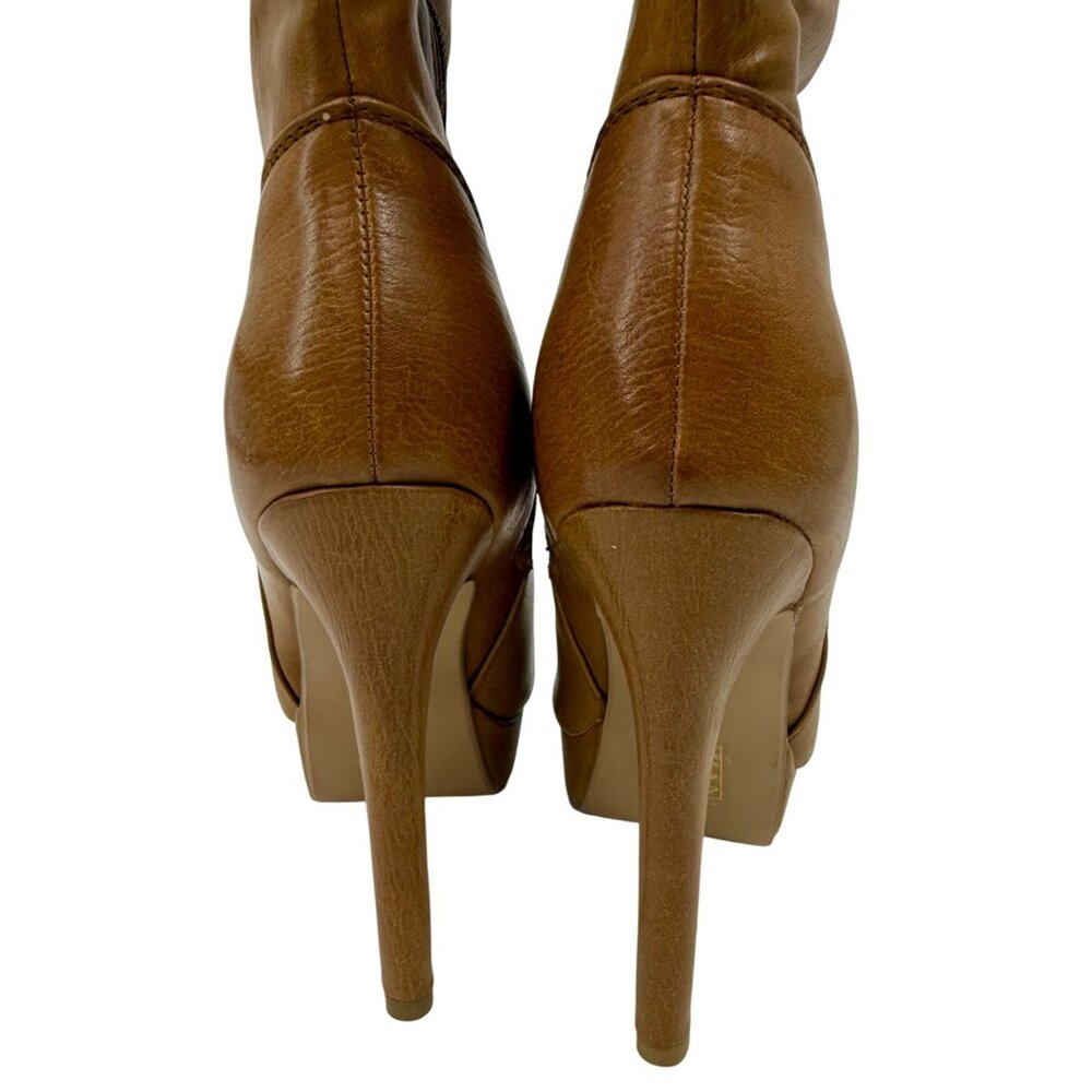 VTG Paperfox Vegan Leather Knee High Platform Heeled Boots | Y2K McBling Mobwife - Picture 11 of 16